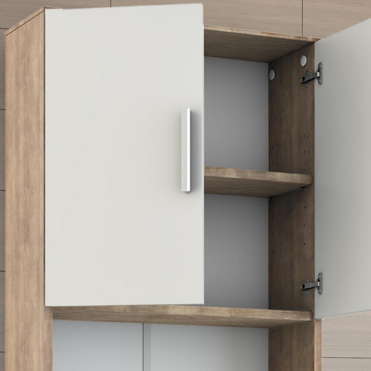 WASCHMASCHINENSCHRANK Weiß/Sonoma 64 x 190 cm - Weiß/Sonoma Eiche, Holzwerkstoff (64/190/26cm) - Vicco