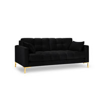 SOFA Mamaia aus Samt schwarz 2 Sitzplätze - Schwarz, Textil (92/75/152cm) - Micadoni
