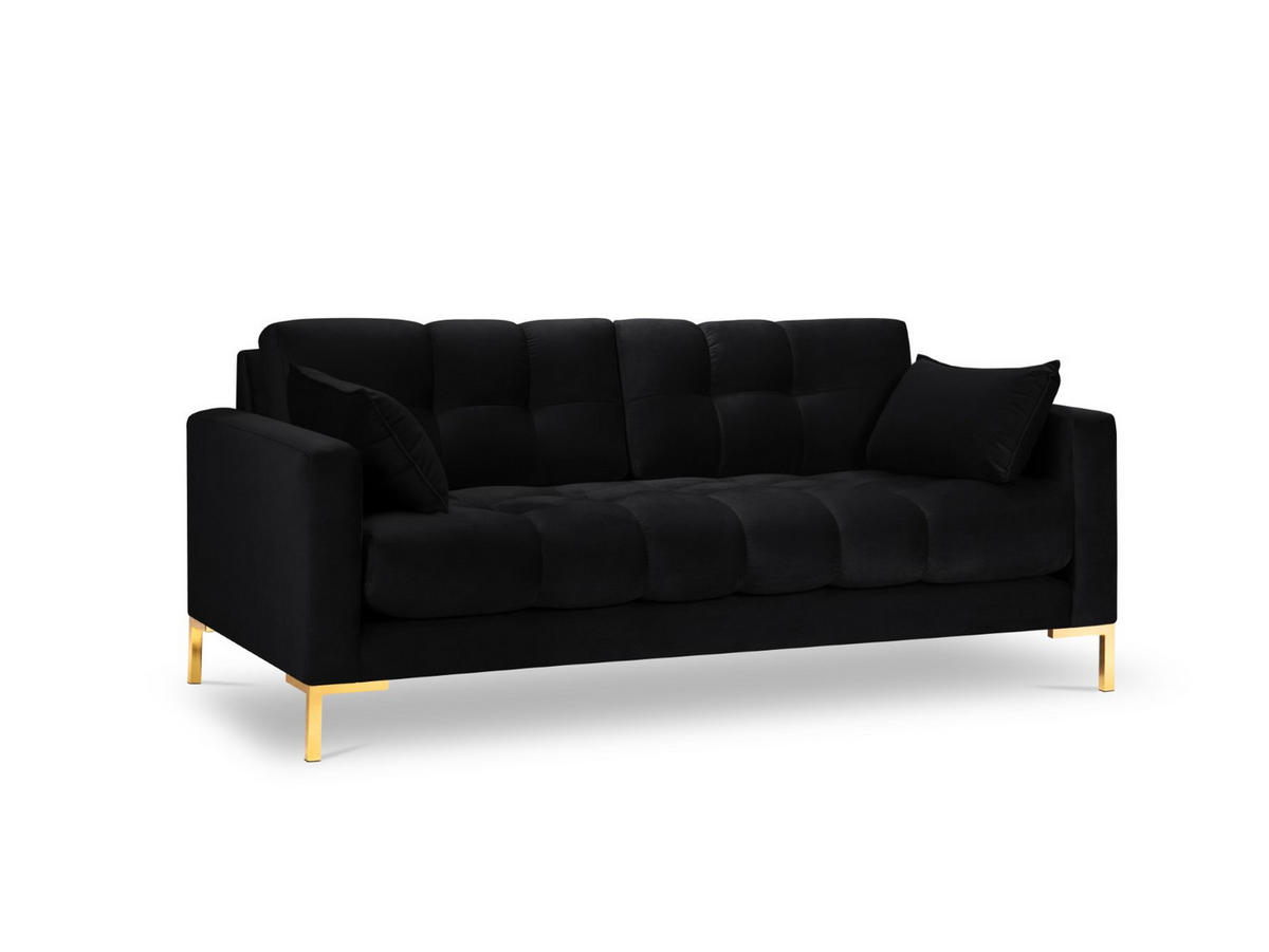 SOFA Mamaia aus Samt schwarz 2 Sitzplätze - Schwarz, Textil (92/75/152cm) - Micadoni