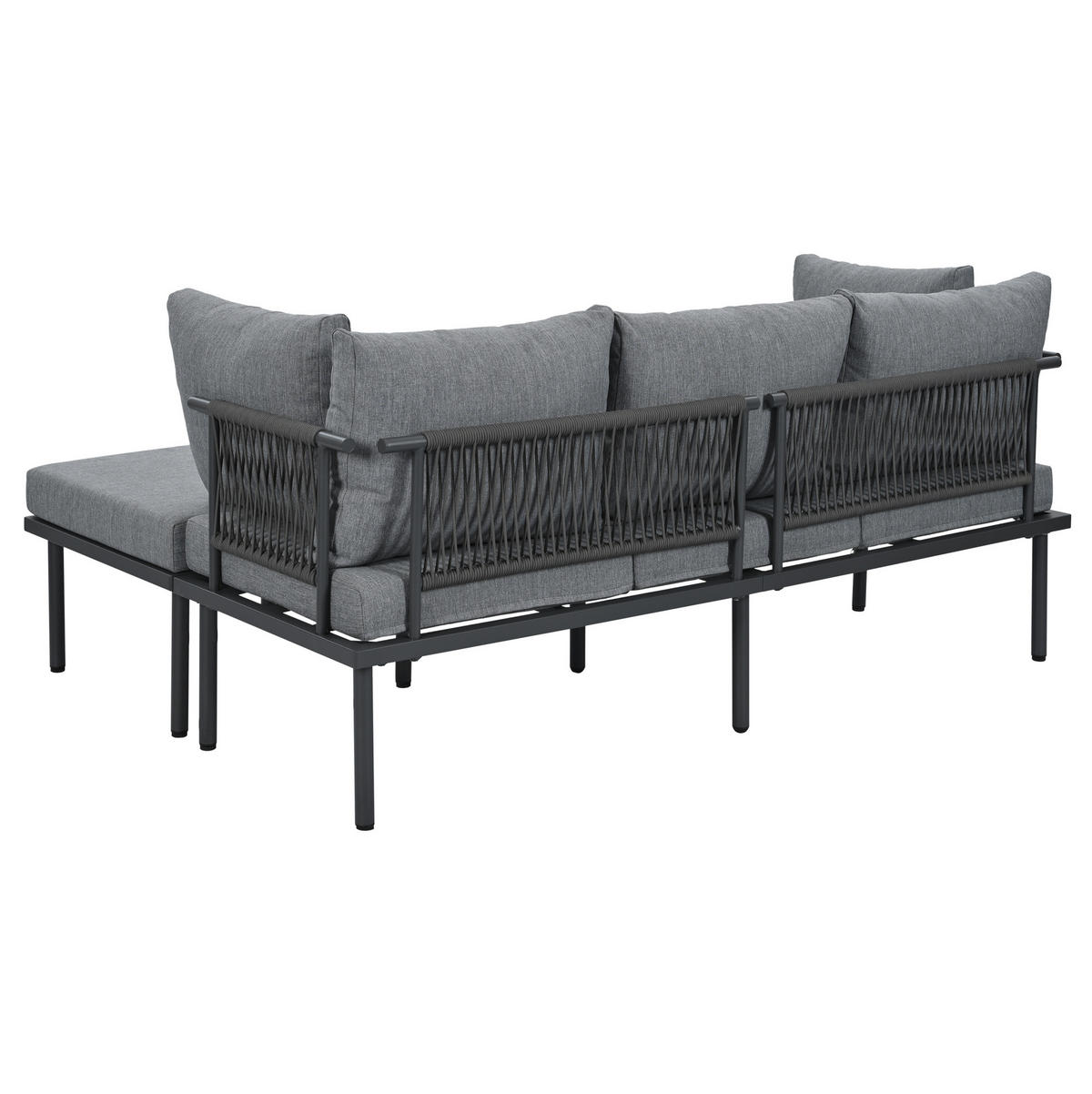 GARTENMÖBEL 173x60x66cm grau aus Olefin und verzinktem Stahl mit Sofaset - Grau, Metall - Modfu