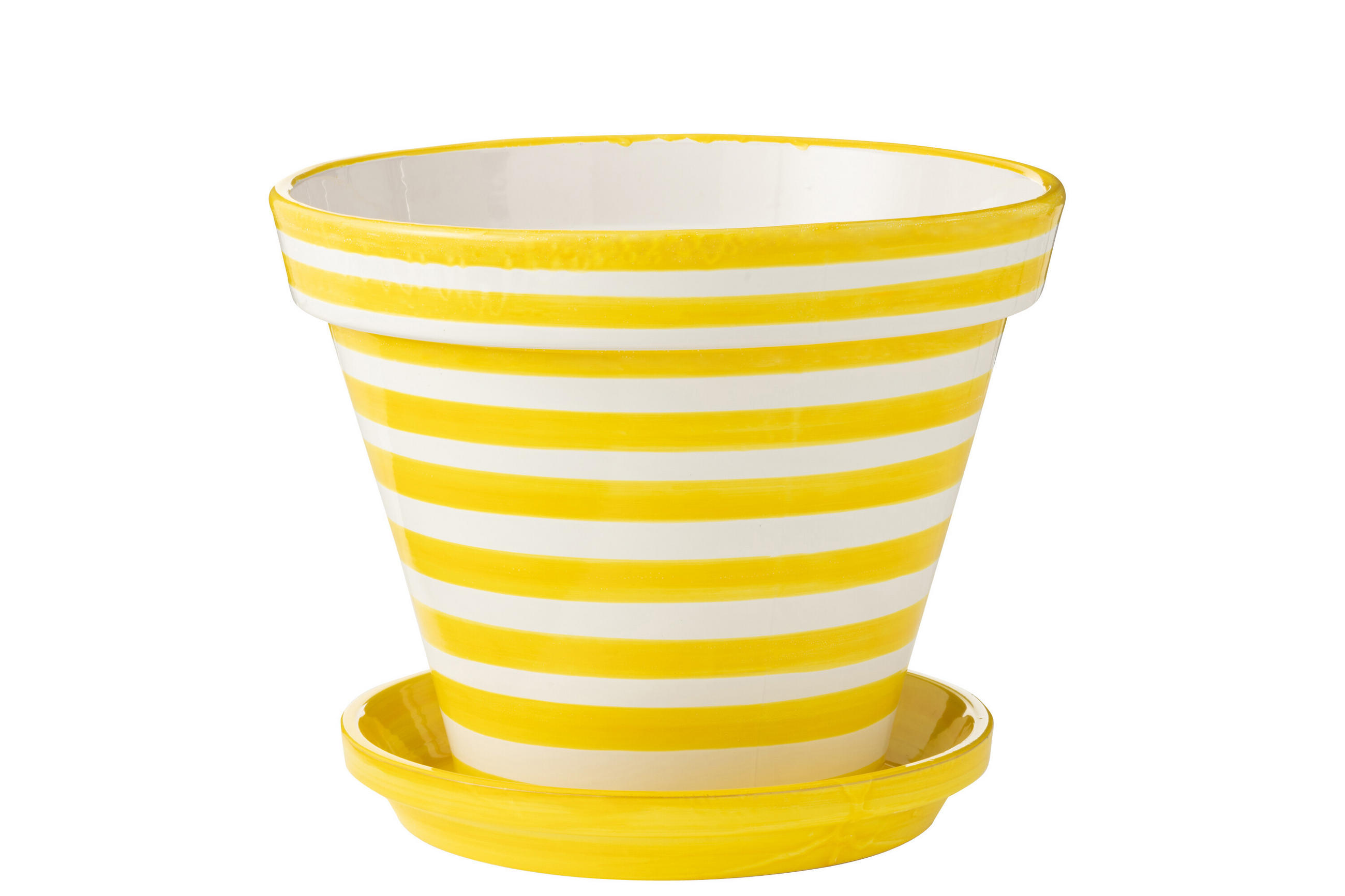 BLUMENTOPF GRANADA STRIPES - Töpferei - Gelb - M - Ø 27 cm - Multicolor, Keramik (50/40cm) - J-Line