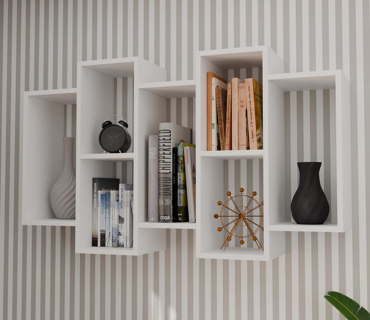 SCHWEBEREGAL Sarah - Weiß, Holzwerkstoff (65/129.5/20cm) - kommodly