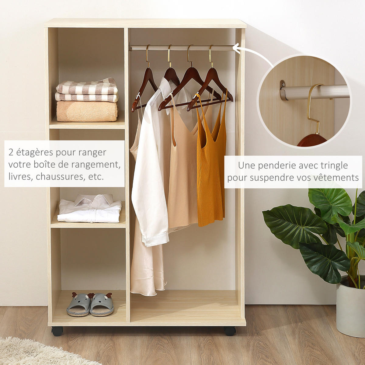KLEIDERSCHRANK Braun 1 Stück - Braun, Holz (40/128/80cm) - GiPP