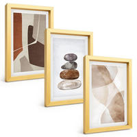 BILDER SET 3er Set - 20x30 cm Goldrahmen - Moderne abstrakte Malerei - Goldfarben, Kunststoff (20/30cm) - TULUP