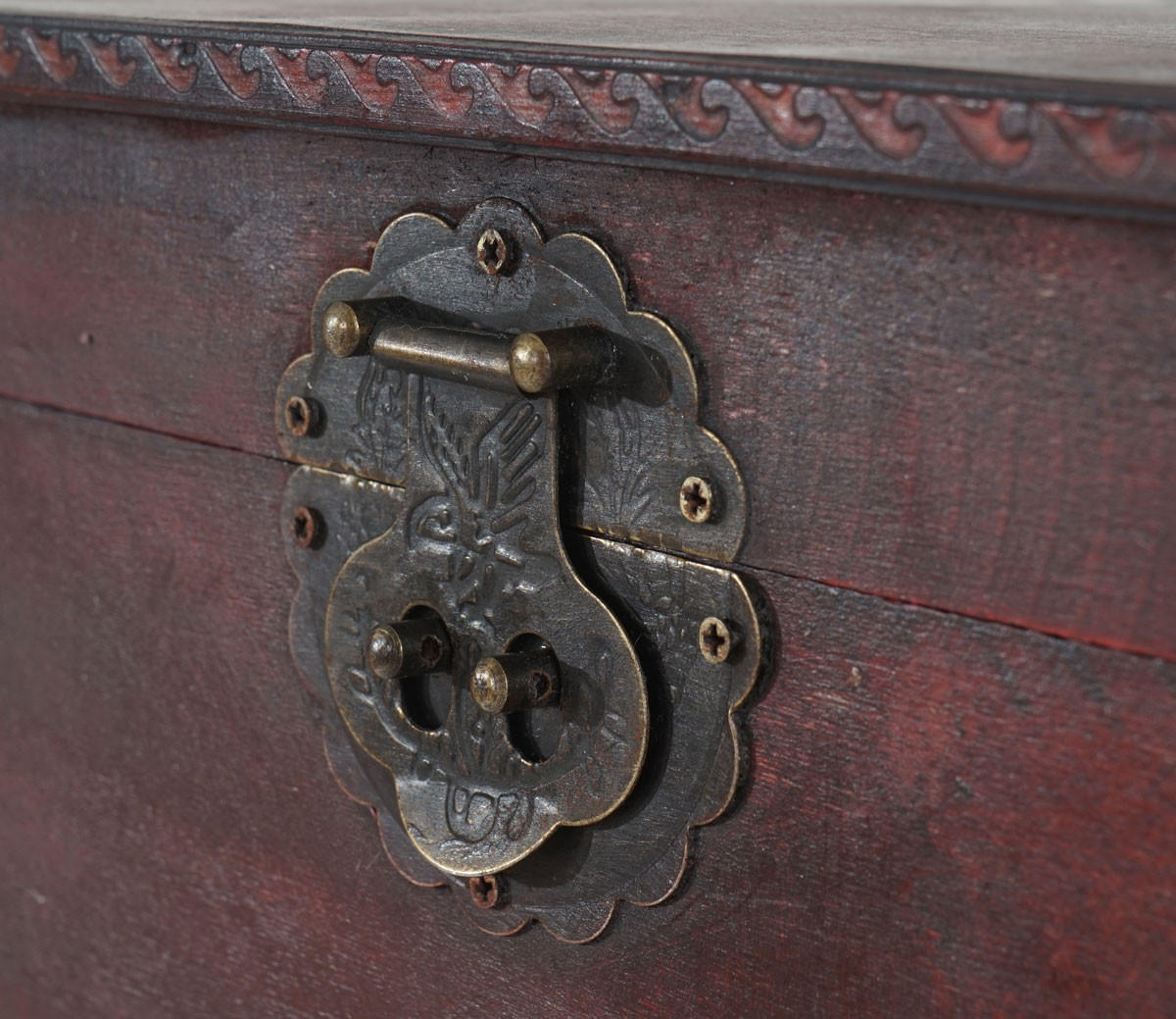 WEINREGAL mit Schublade und Truhe Flaschenregal für 20 Flaschen 94x46x38cm Kolonialstil Rot/Braun - Rotbraun, Holz (46/94/38cm) - BERLINLODGE