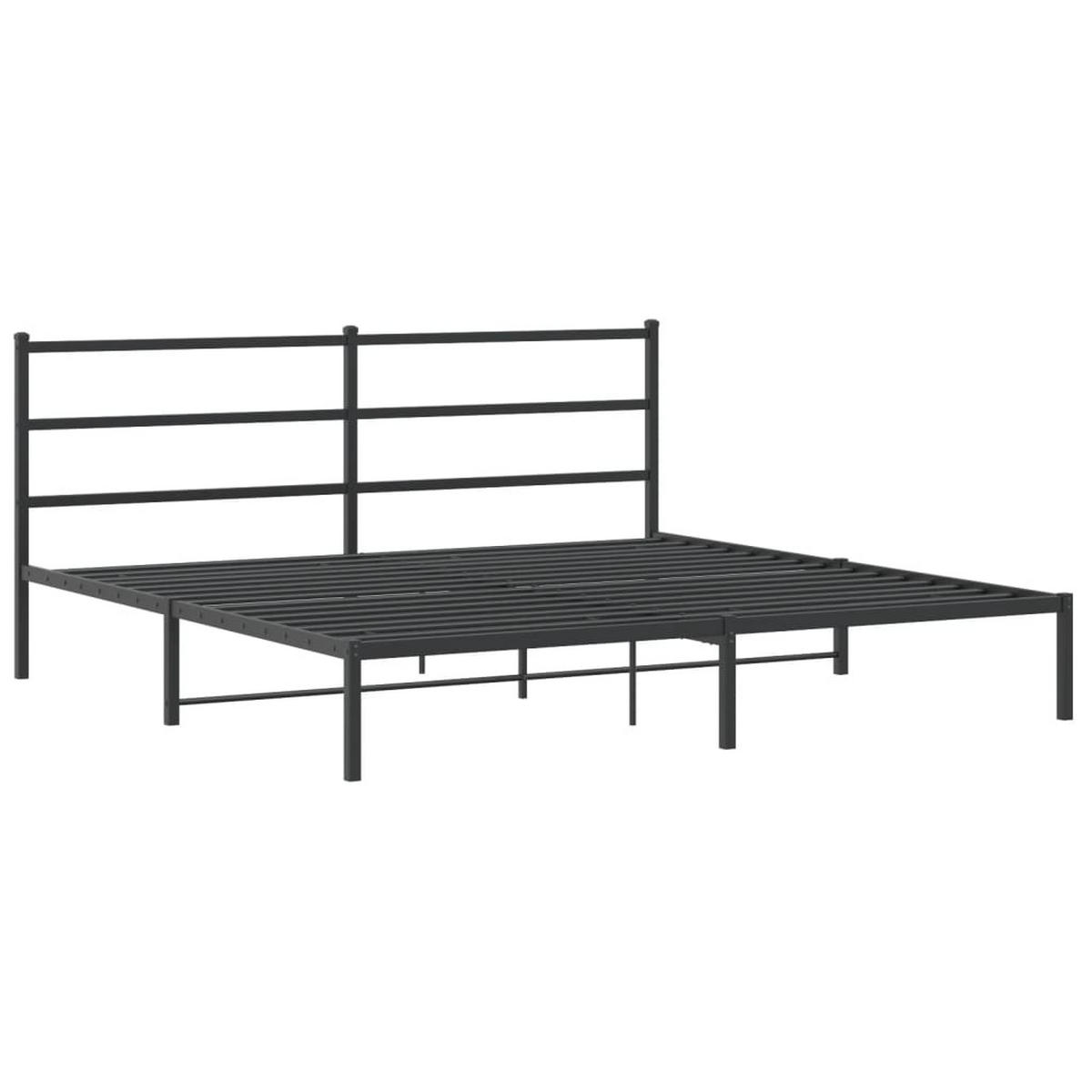 BETTGESTELL mit Kopfteil Metall Schwarz 180x200 cm - Schwarz, Metall - furnicato