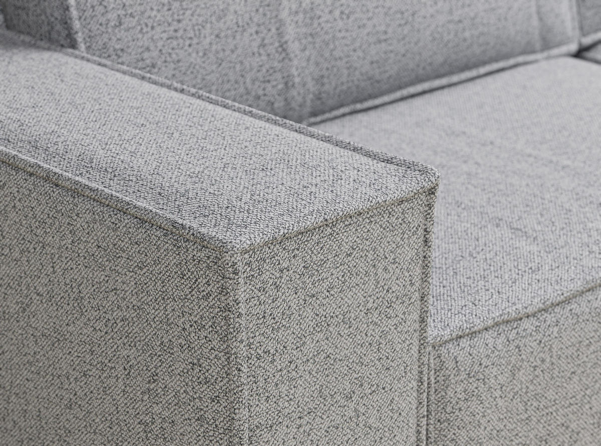 ECKSOFA MIT SCHLAFFUNKTION Zaya Hellgrau Webstoff - Hellgrau/Schwarz, Holz/Holzwerkstoff (255/148cm) - Maison de Reve