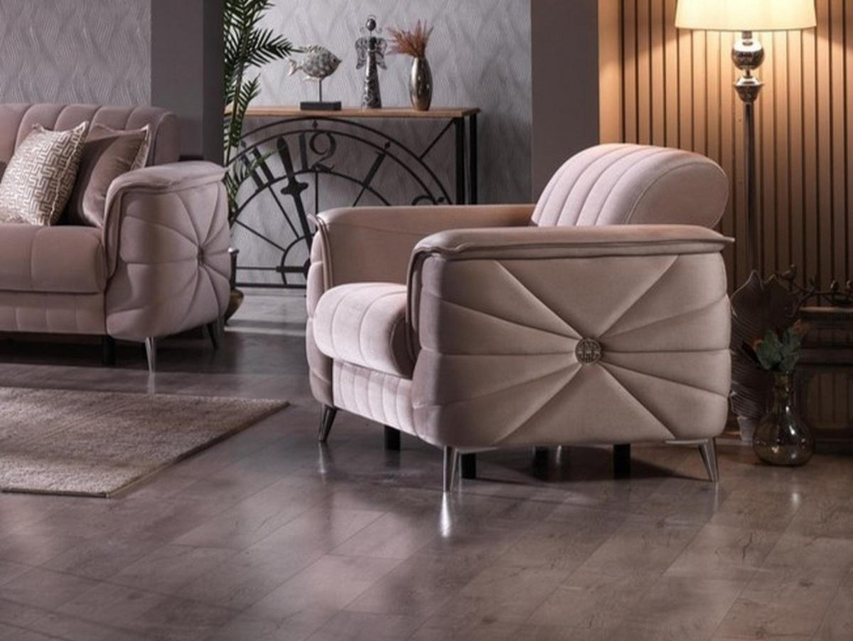 SITZGARNITUR Osorno, Beige Stellvariante 3+1+1 - Beige, Holzwerkstoff/Kunststoff (240/80/100cm)