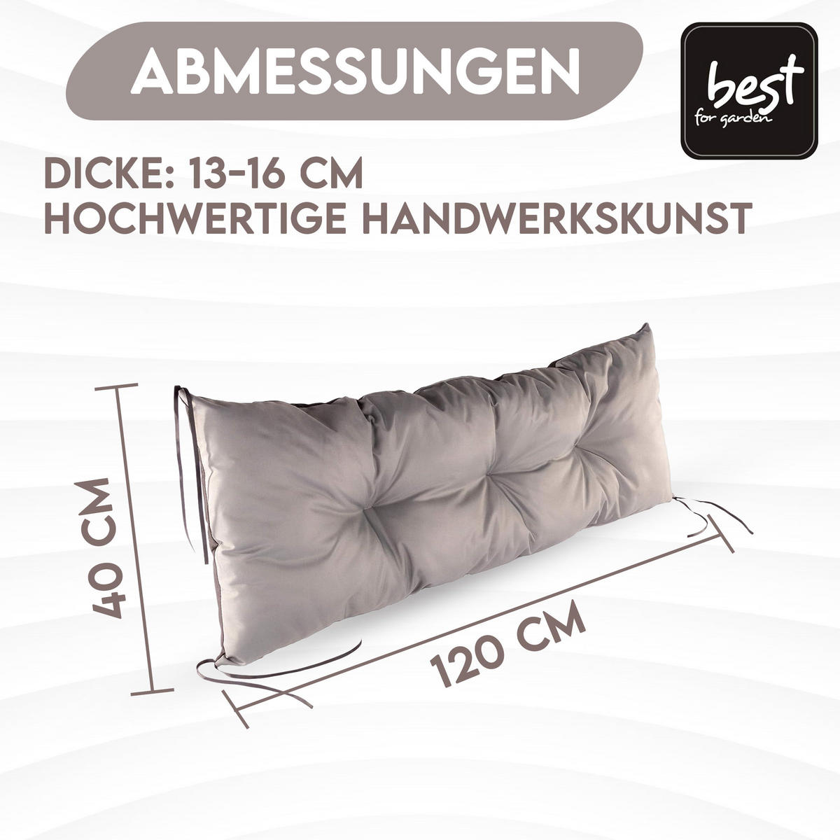 SITZKISSEN 120/40/13 cm, in Braun für 2 Personen, Bankauflage - Braun, Naturmaterialien (120/13/40cm) - Best for Kids