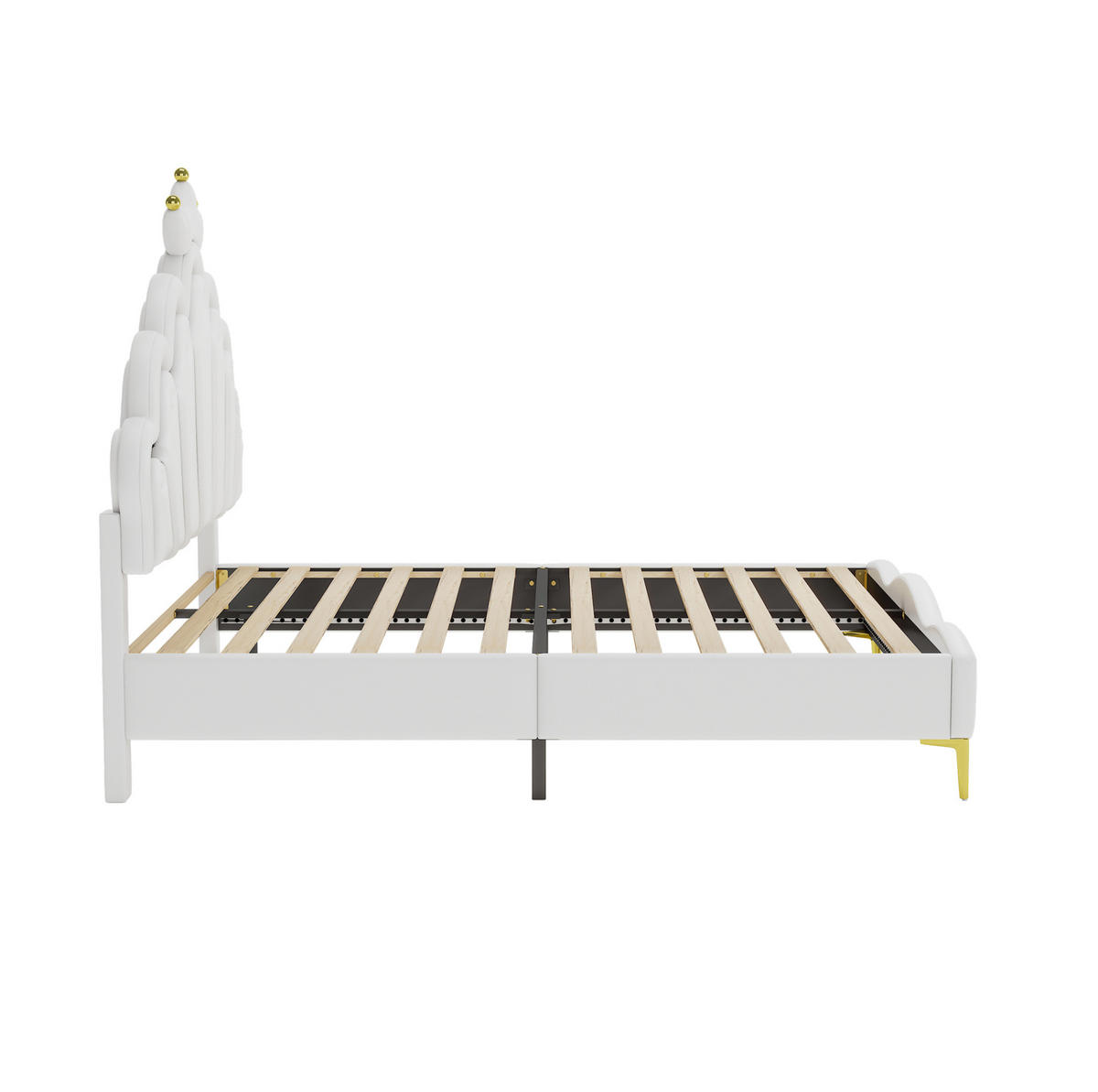 POLSTERBETT 140/200 cm Weiß aus PU-Kunstleder mit LED-Beleuchtung - Weiß, Kunststoff (140/200cm) - OKMYHOME