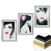 WANDBILDER 3er Set - 20x30 cm Silberner Rahmen - Porträts von Frauen mit Lippen - Silberfarben, Kunststoff (20/30cm) - ArtPrintCave