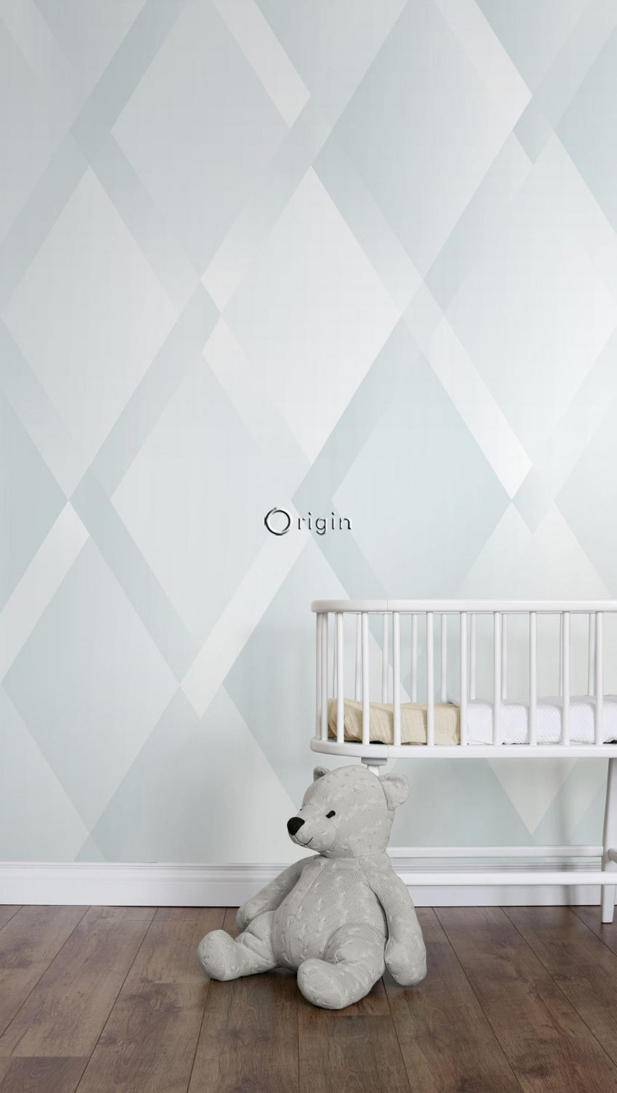 FOTOTAPETE Karomuster 300 x 279 cm - Blau, Papier (300/279cm) - Origin Wallcoverings