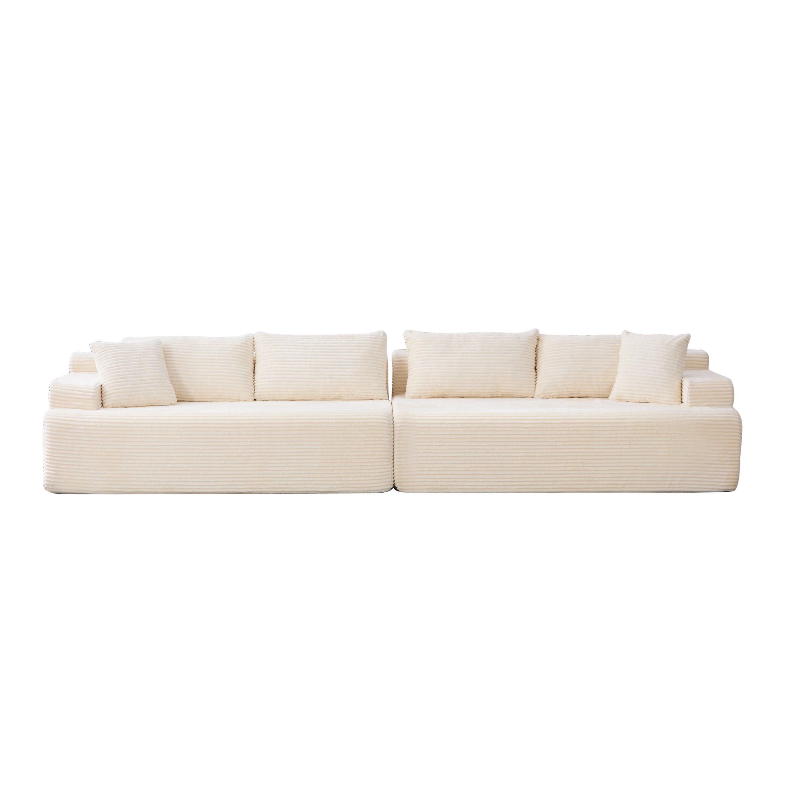 SOFAELEMENT 334/99/74.5 cm Beige Chenille mit 30D hochelastischem Schaumstoff und rutschfestem Bode - Beige, Textil (99/74.5/344cm) - Oxeza