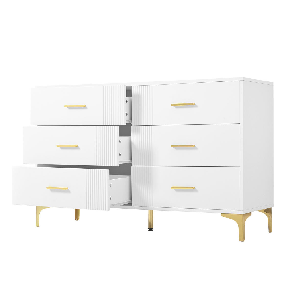KOMMODE aus MDF 120x40x76 cm Weiß mit 6 Schubladen und Kippsicherung - Weiß, Holzwerkstoff (120/76/40cm) - IVMEU