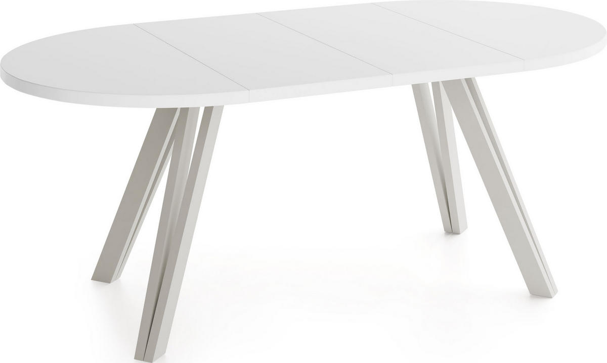 ESSTISCH Ravero runder ausziehbarer, Weiß 100-180/100/77 cm - Kaschmir/Weiß, Holz/Holzwerkstoff (100/100/77cm) - WFL GROUP