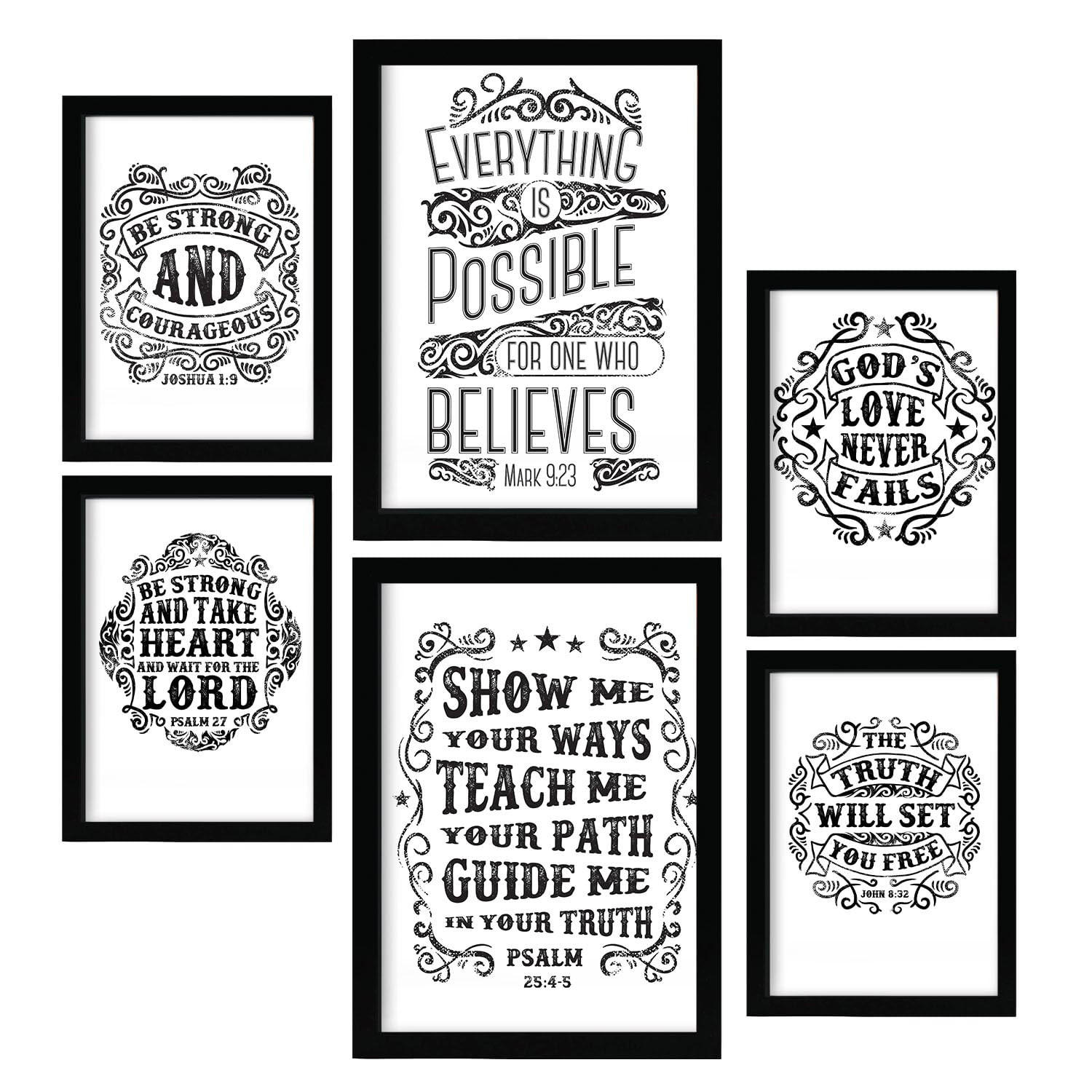 POSTER Set Mit 6 Biblisch In Rustikale Zitate A3 & A4 Rahmenlos - Klar, Papier (29/3cm) - Nacnic