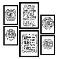 POSTER Set Mit 6 Biblisch In Rustikale Zitate A3 & A4 Schwarzer Rahmen - Schwarz, Papier (29/3cm) - Nacnic
