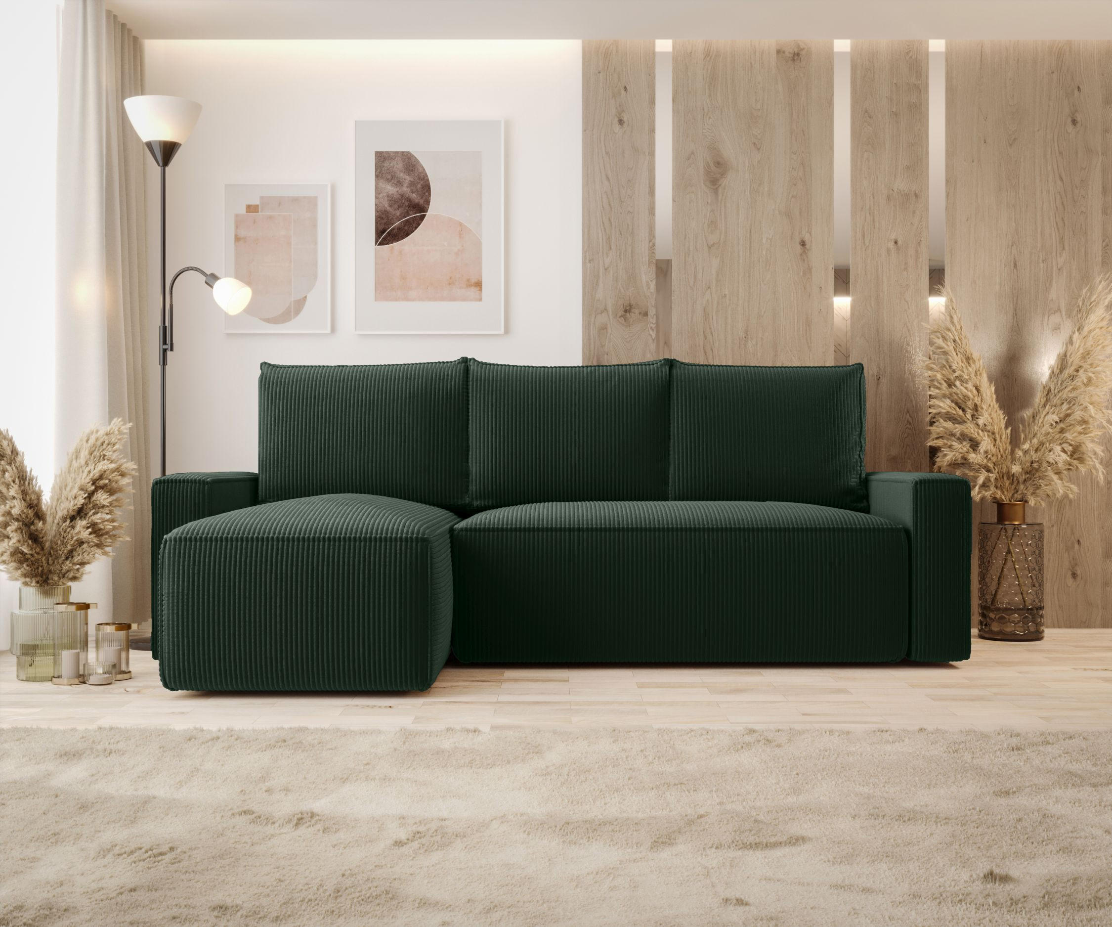 Thumbnail - Bedante Ecksofa, Dunkelgrün, Textil, L-Form, 232x140 cm, Wohnzimmer, Sofas & Couches, Wohnlandschaften, Ecksofas