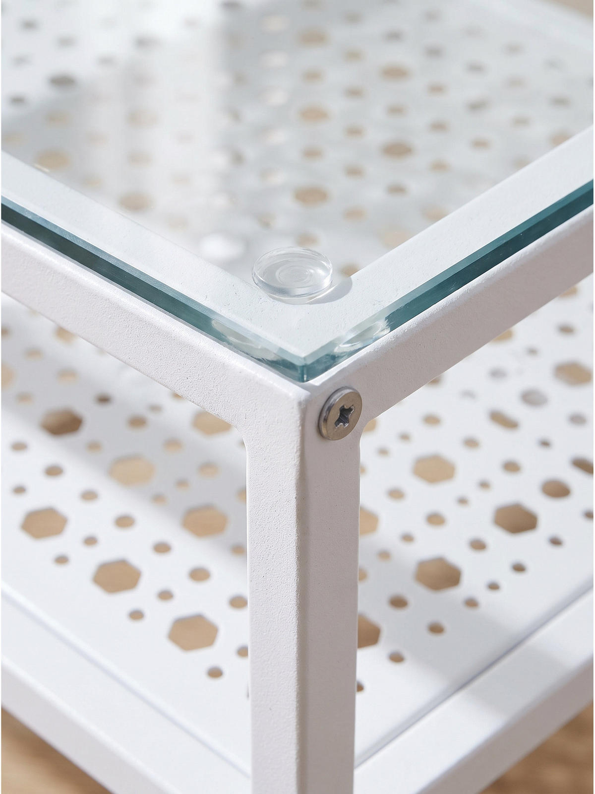 COUCHTISCH ALCUDIA, Einscheibensicherheitsglas, Weiß, 60 x 60 x 45 cm - Weiß, Glas/Metall (60/60/45cm) - KADIMA DESIGN
