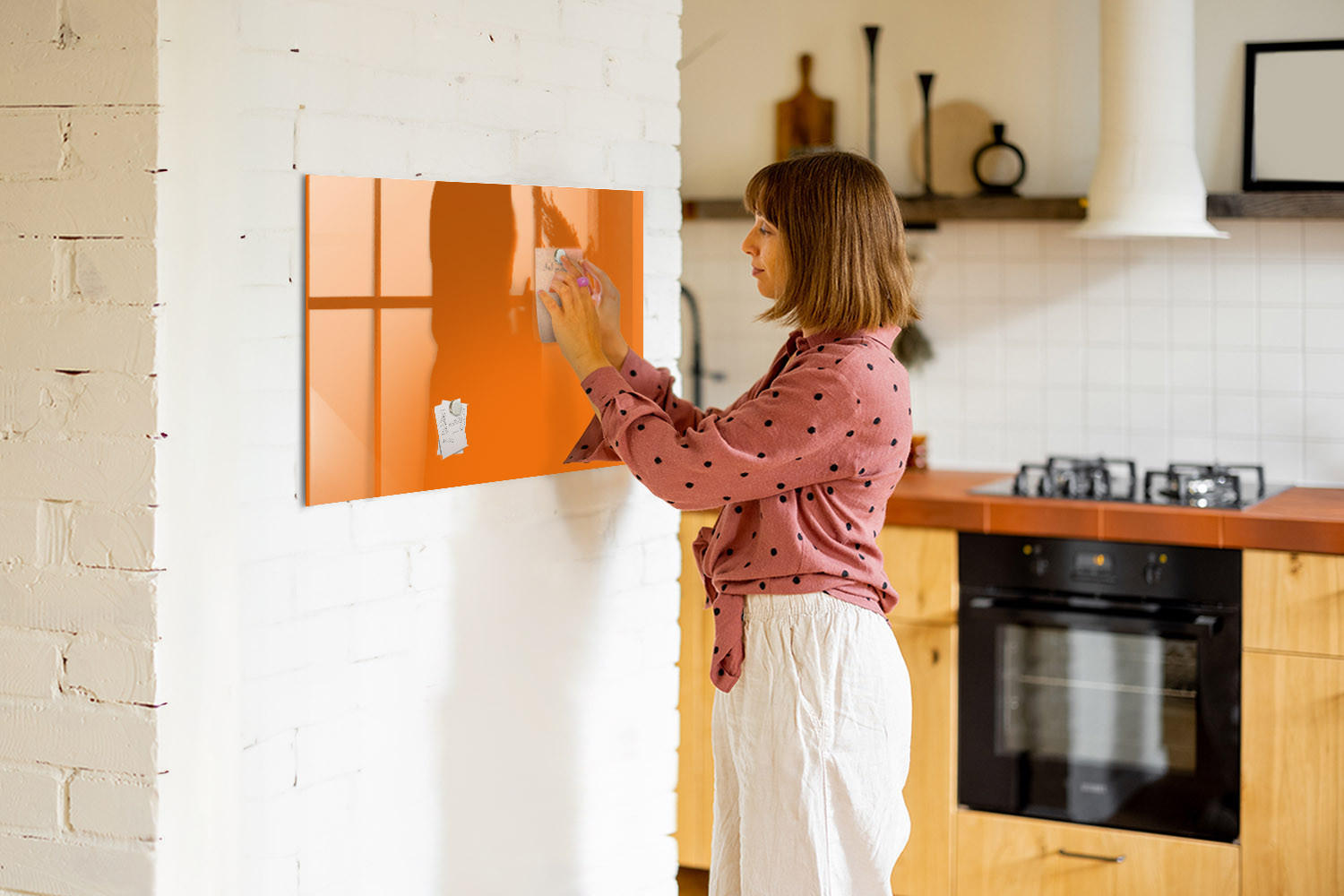 MAGNETTAFEL 90x60 Orange schwarzer Marker - Orange, Glas (90/0.4/60cm) - TULUP