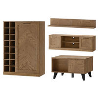 WOHNZIMMER-SET Cozy Eiche Rustikal 4-teilig - Eichefarben/Braun, Holz/Metall (260/140/60cm) - Feldmann-Wohnen
