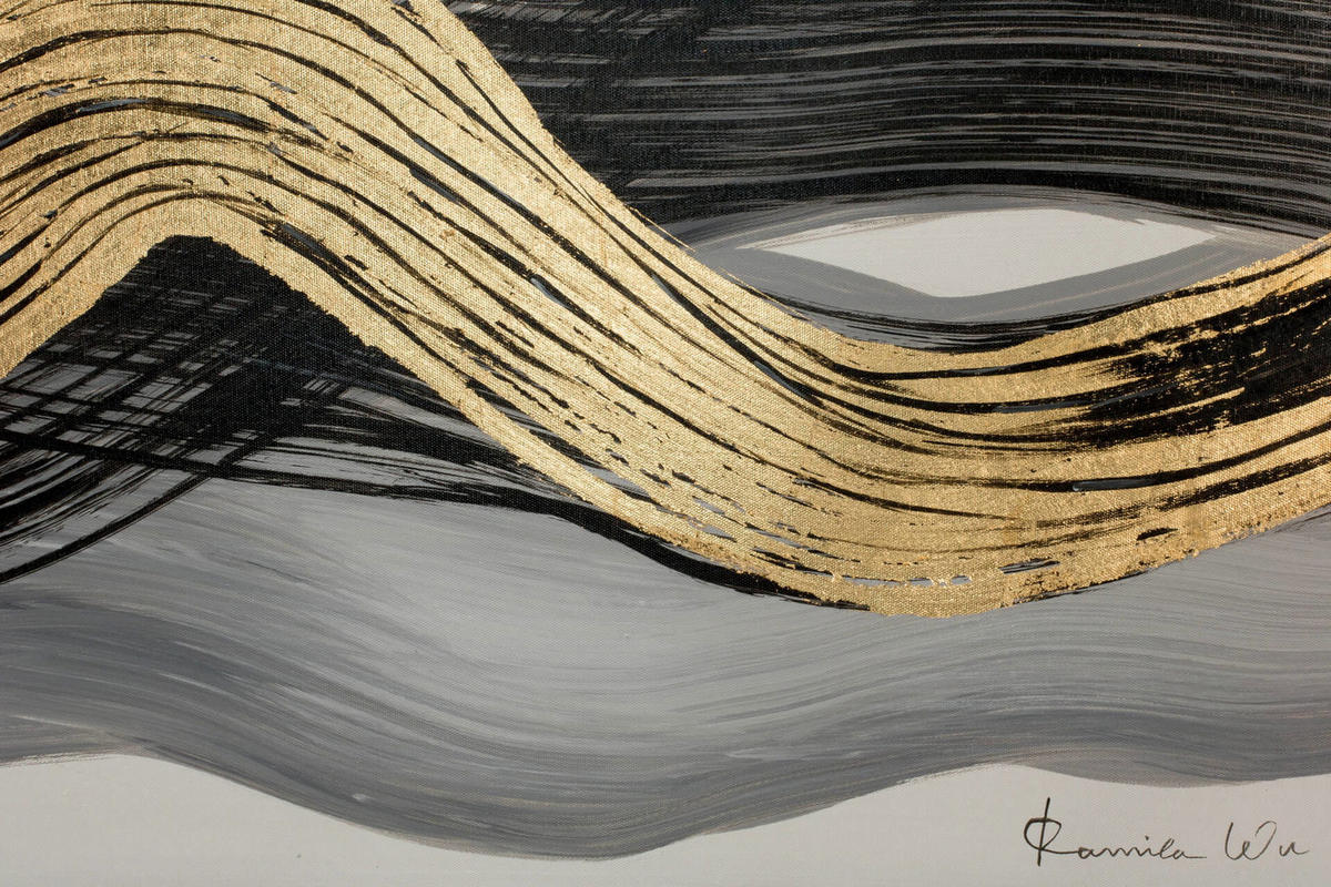 ACRYLBILD HANDGEMALT 120/60 cm - Schwarz/Weiß, Holz/Textil (1.6/60cm) - KUNSTLOFT