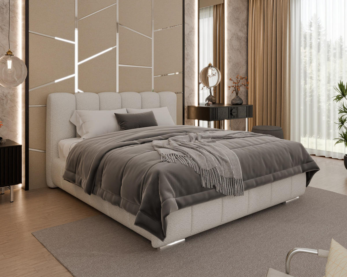 POLSTERBETT Zaira 160x200cm – Elegantes Polsterbett für modernen Wohnstil , ohne matratze, cappuccino - Cappuccino, Holz (120/200cm) - Homesy