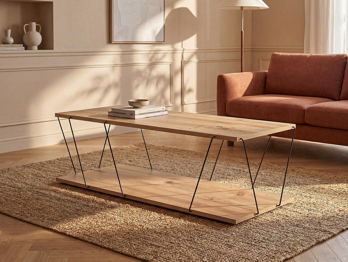 COUCHTISCH - 120 cm x 50 cm - Holz, Platte - Naturfarben Hell - DELORY - Naturfarben, Holz (50/120/30cm) - Vente-Unique