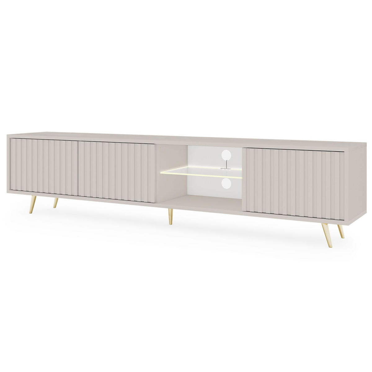 TV-LOWBOARD Bello Greige 175 cm - Taupe/Goldfarben, Holzwerkstoff/Metall (175/43.5/31.3cm) - Selsey