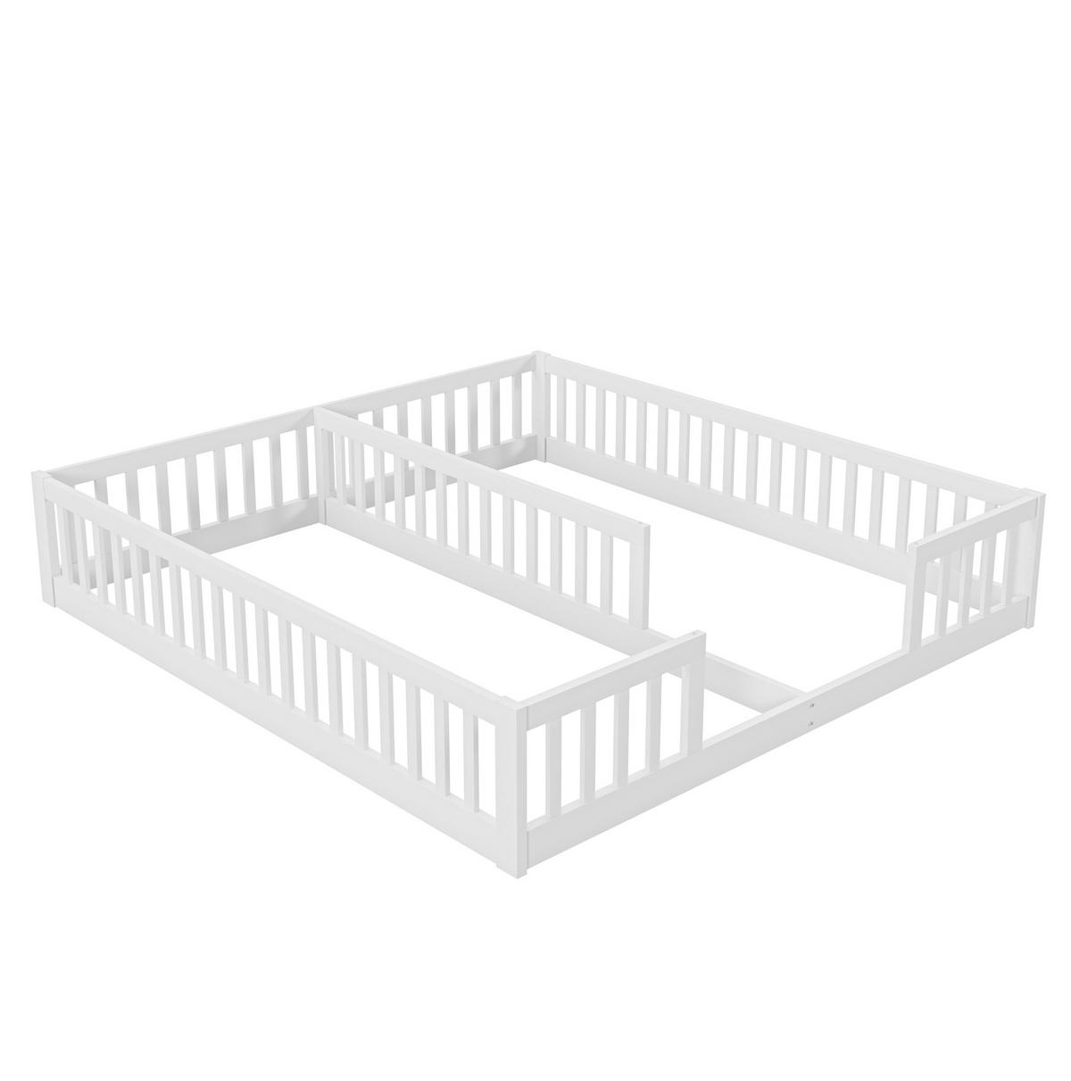 KINDERBETT Kindereinzelbetten 90/200 cm mit Sicherheitsgitter und 2 Liegeflächen aus Kiefer, Weiß - Weiß, Holzwerkstoff (90/200cm) - Redom