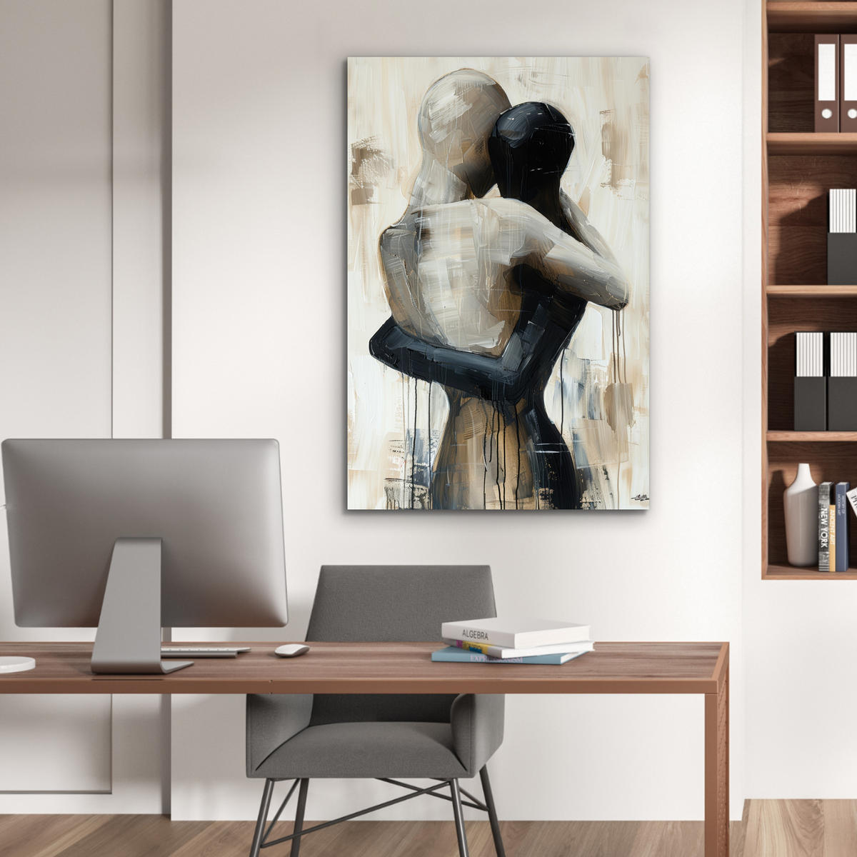 METALLBILD Abstrakt - Liebe - Schwarz und weiß - Modern 60x90 cm - Schwarz, Metall (60/90cm) - MuchoWow