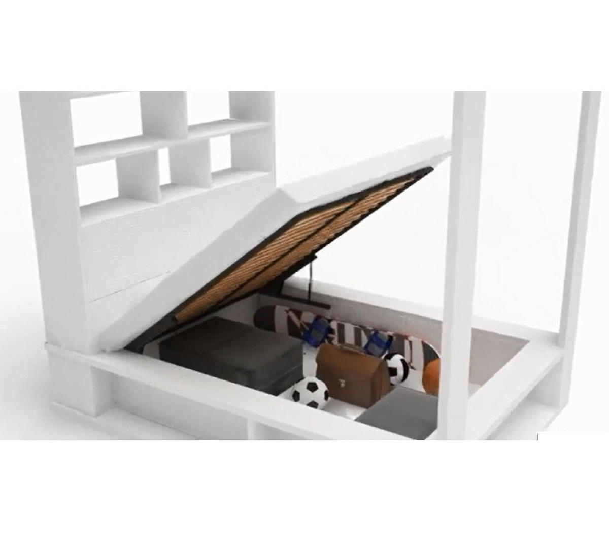 HIMMELBETT Calgary 160x200 mit aufklappbarem Lattenrost - weiß - Weiß, Holzwerkstoff (160/200cm) - QMM TraumMöbel