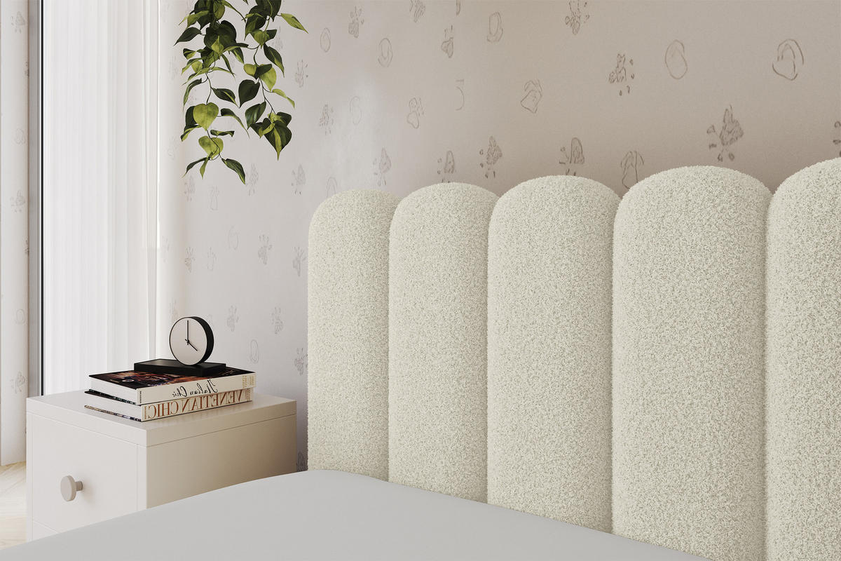 EINZELLBETT Jugendbett mit Bettkasten und Matratze H3/H4, Rechts - HUGY 90x200 Beige - Perlmutt, Holzwerkstoff/Textil (90/200cm) - ALTDECOR
