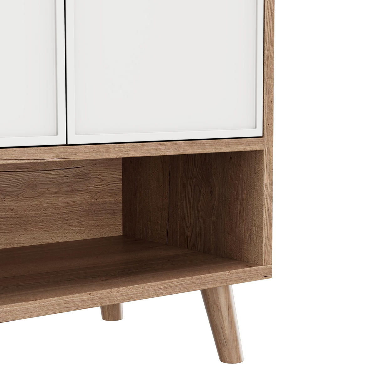 SCHUHSCHRANK 90/35/100 cm mit 3 Türen, 2 Schubladen und Holzbeinen - Weiß, Holzwerkstoff (90/100/35cm) - BEAOK