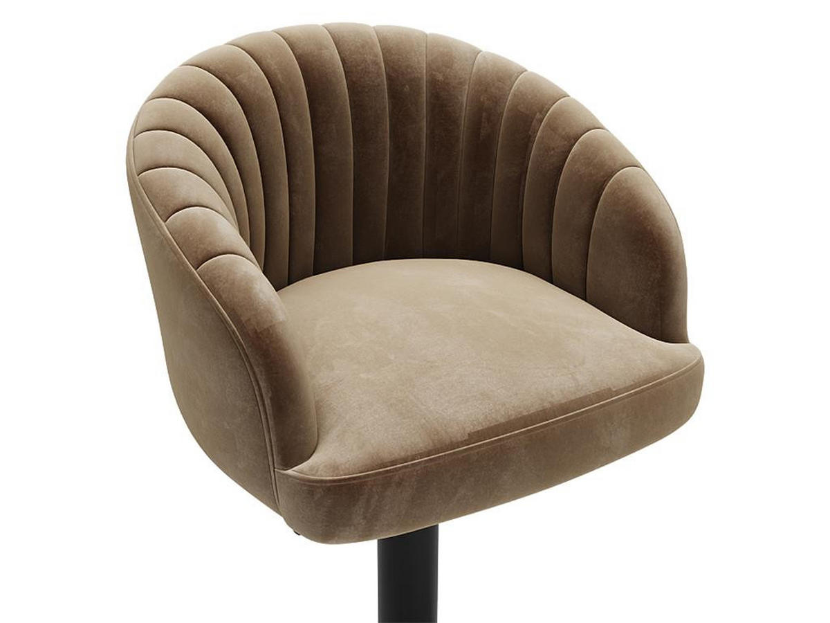 BARHOCKER 2er-Set - Samt & Metall - Beige - DORALIZ - Beige, Textil (52/105/54cm) - Vente-Unique