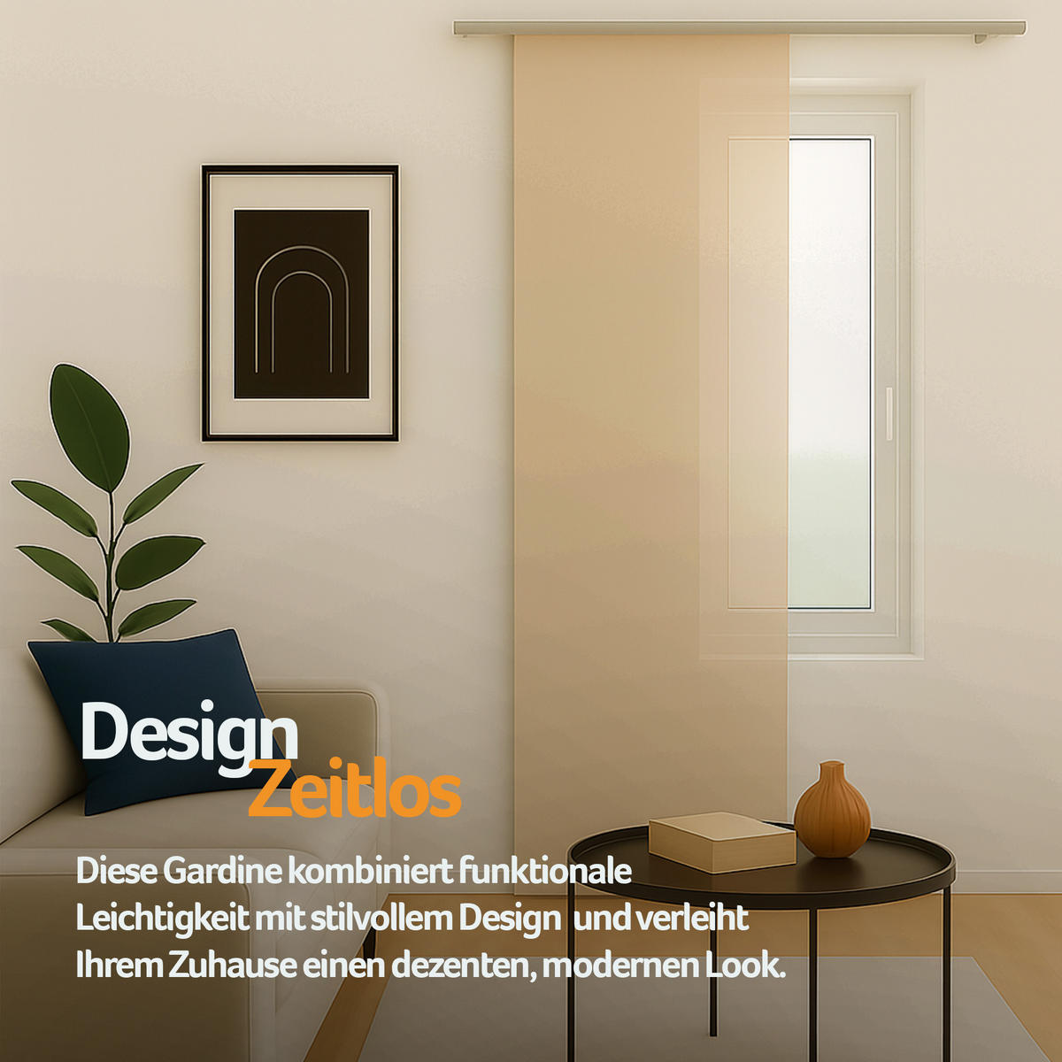 FLÄCHENVORHANG blickdicht 60x245 cm Beige mit Technik - Beige, Textil (60/245cm)