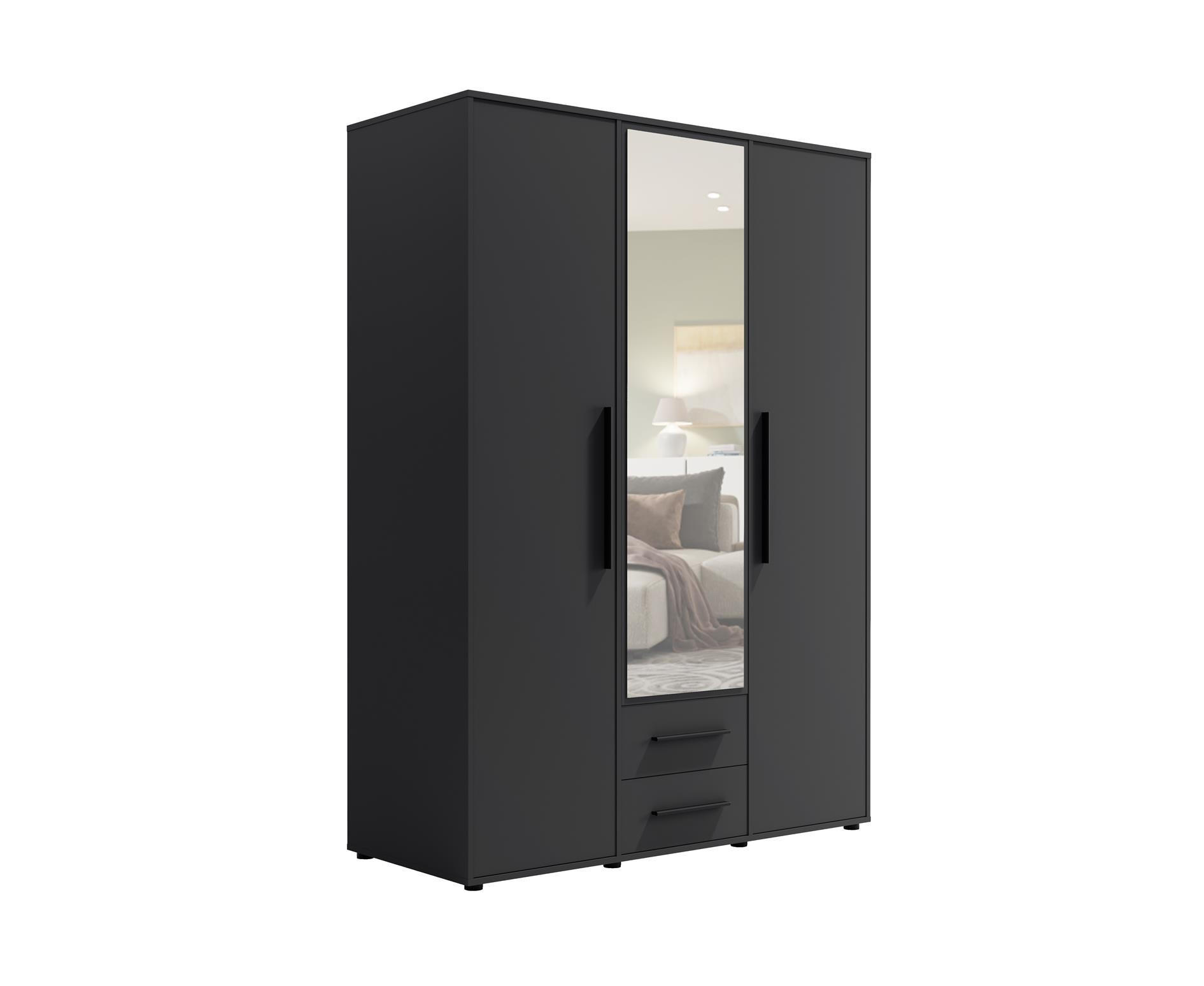Bettso Kleiderschrank Schwarz 150x206x59 cm