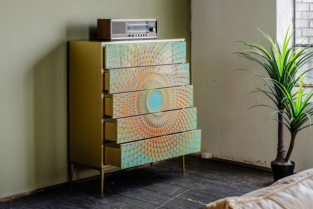 HIGHBOARD LAGO Grün Holz - Goldfarben/Grün, Holz/Holzwerkstoff (100/120/40cm) - KAWOLA