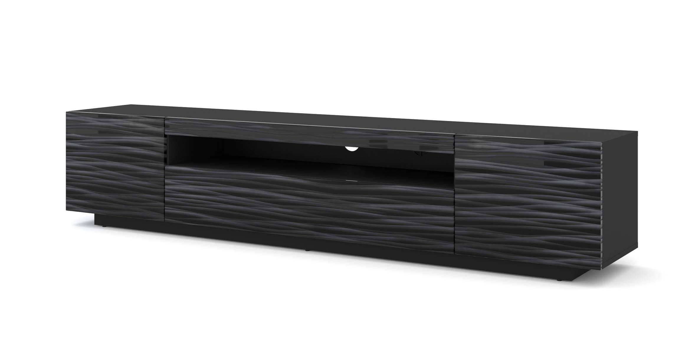 TV LOWBOARD Schwarz 200/42/37 - Anthrazit/Schwarz, Holzwerkstoff (200/42/37cm) - RAUMHIRSCH FURNITURE