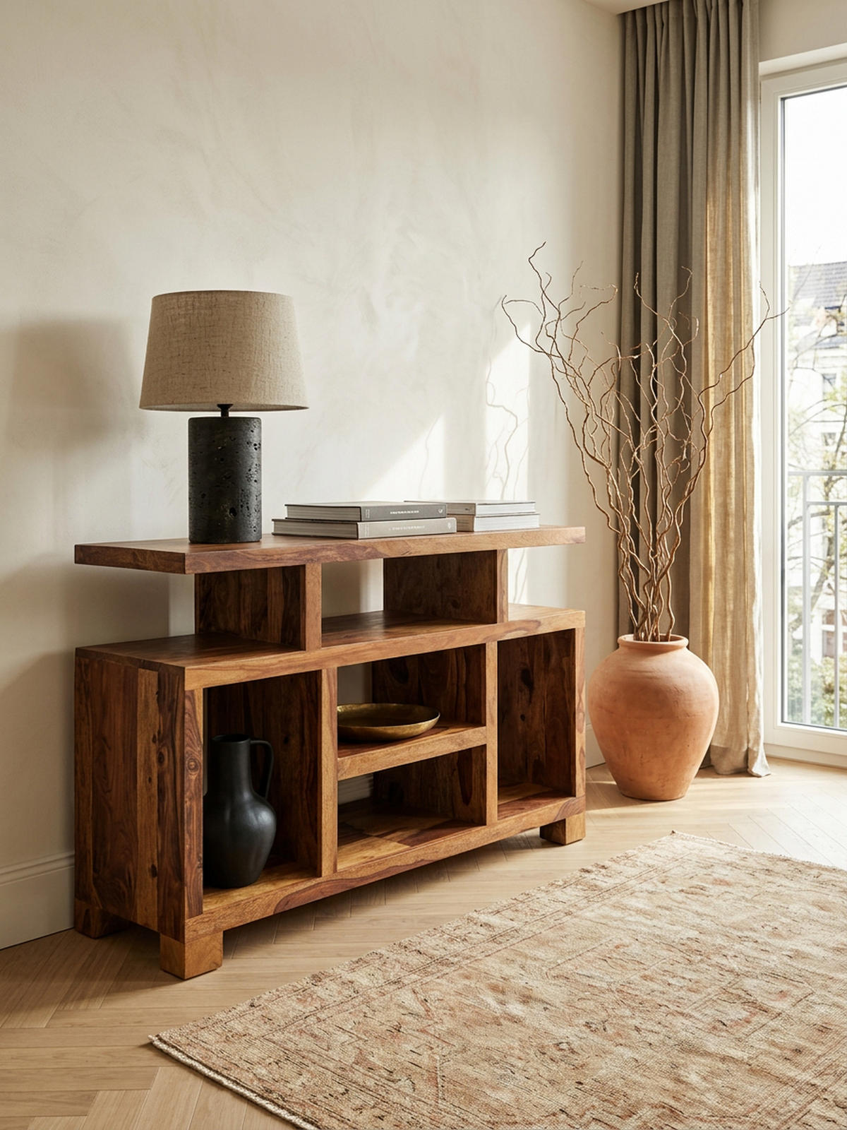 SIDEBOARD – Massivholz, 115x76x40 cm, Landhausstil, auch als TV-Kommode - Braun, Holz (115/76/40cm) - KADIMA DESIGN