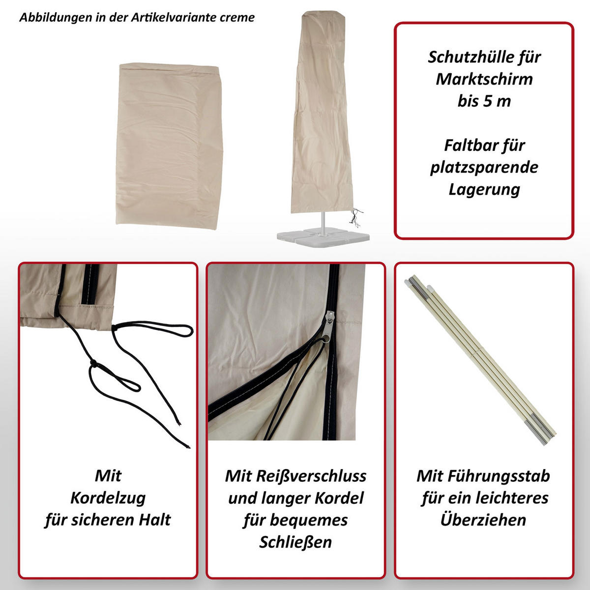 SCHUTZHÜLLE FÜR MARKTSCHIRM Cremeweiß - Weiß, Textil (60/280/30cm) - MCW