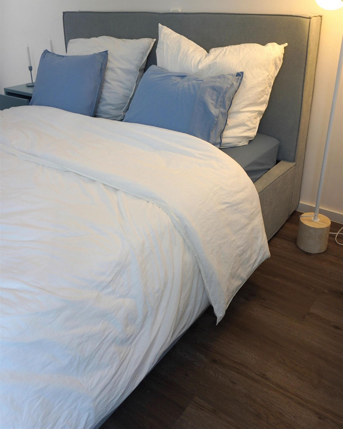 BETT mit Stauraum 160/200 cm Hellblau Moissac - Blau/Schwarz, Textil (160/200cm) - Beliani