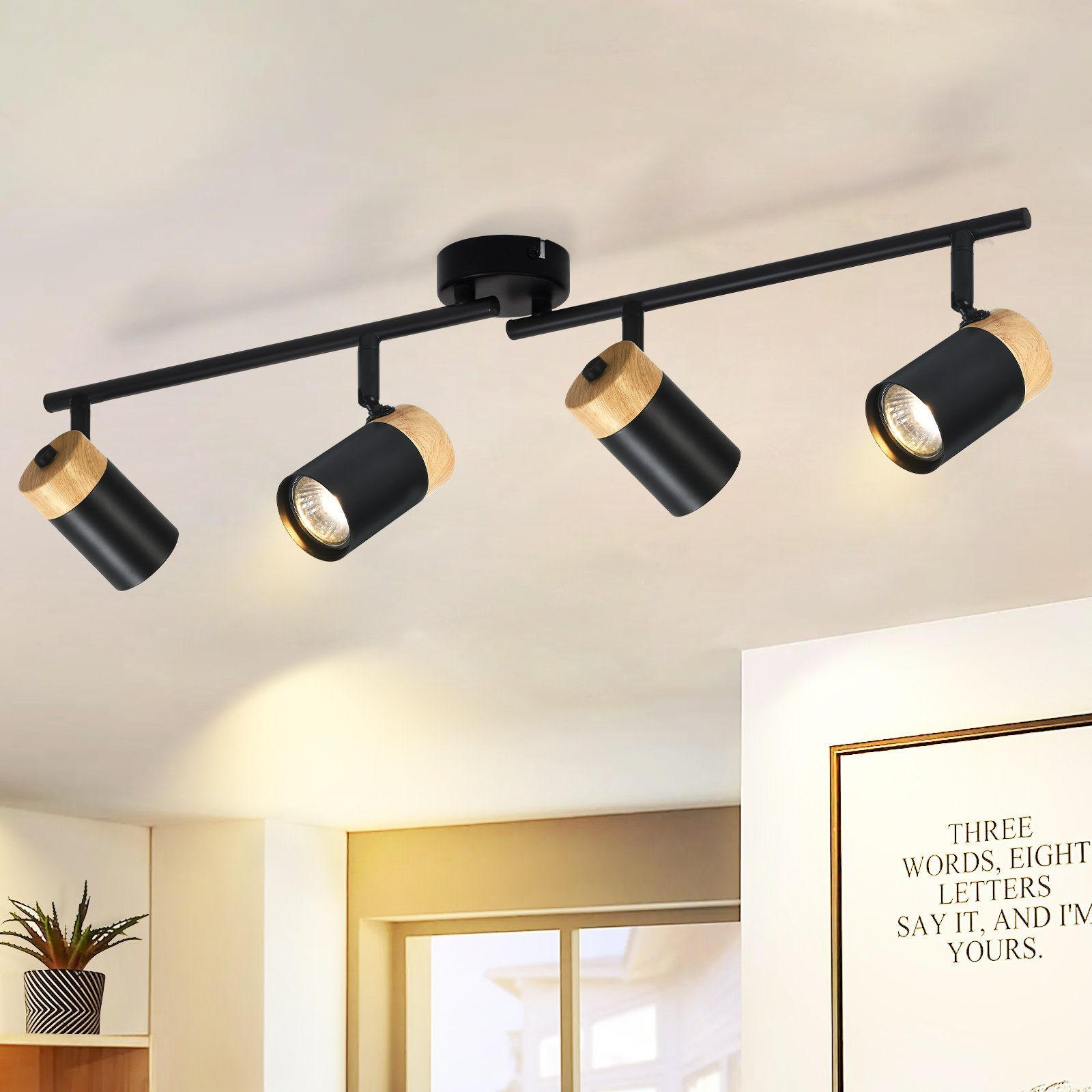 DECKENLEUCHTE Doris 4-flammig 62/9/19 cm - Schwarz, Metall (62/9/19cm) - Nettlife