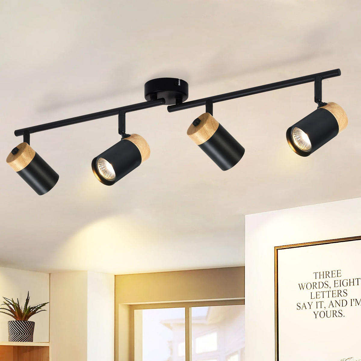 DECKENLEUCHTE Doris 4-flammig 62/9/19 cm - Schwarz, Metall (62/9/19cm) - Nettlife
