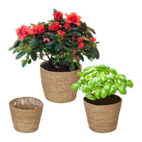 3XSEEGRAS-BLUMENTOPF - Hellbraun, Kunststoff/Textil (20cm) - Relaxdays