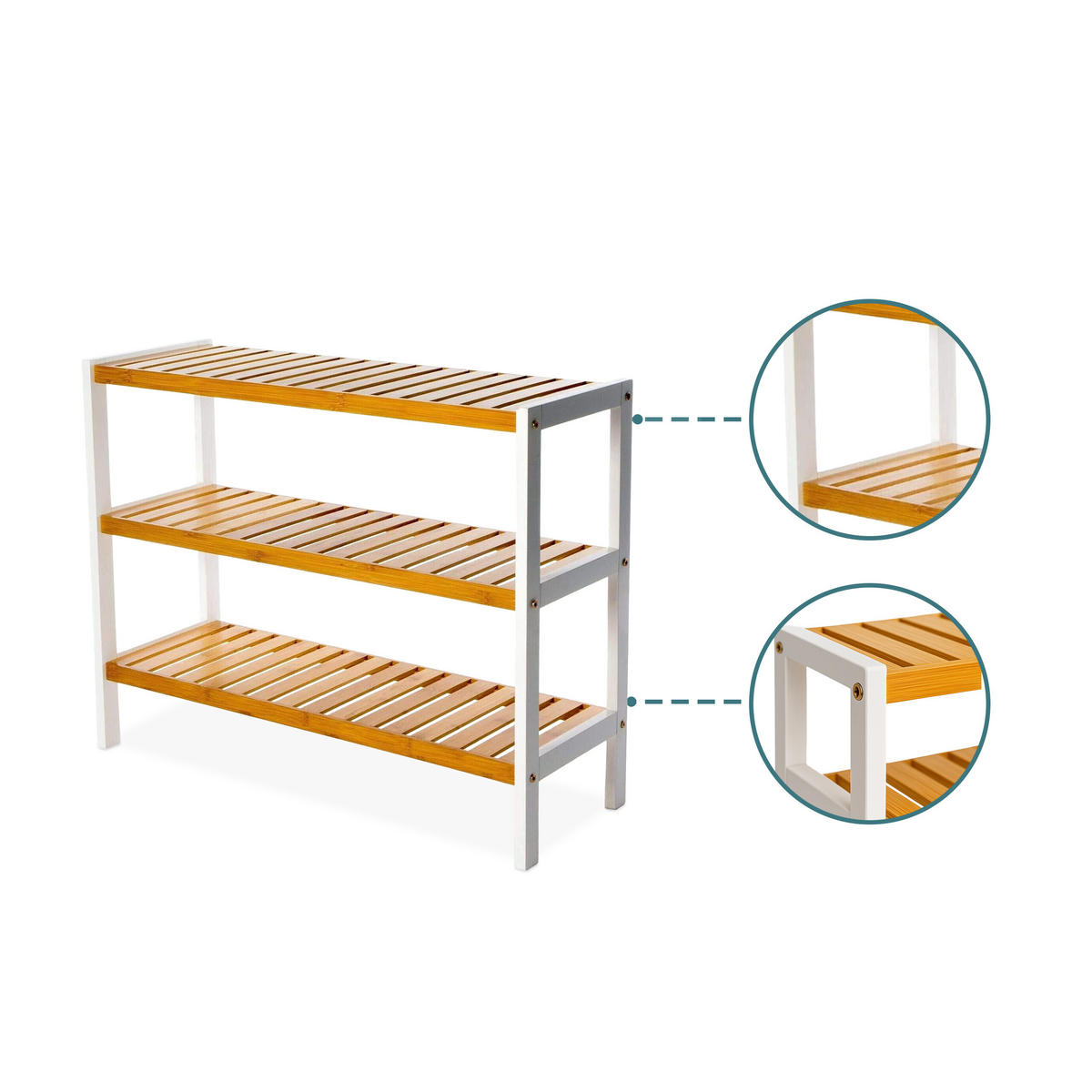 SCHUHREGAL - Weiß, Holz (70/55/26cm) - Relaxdays