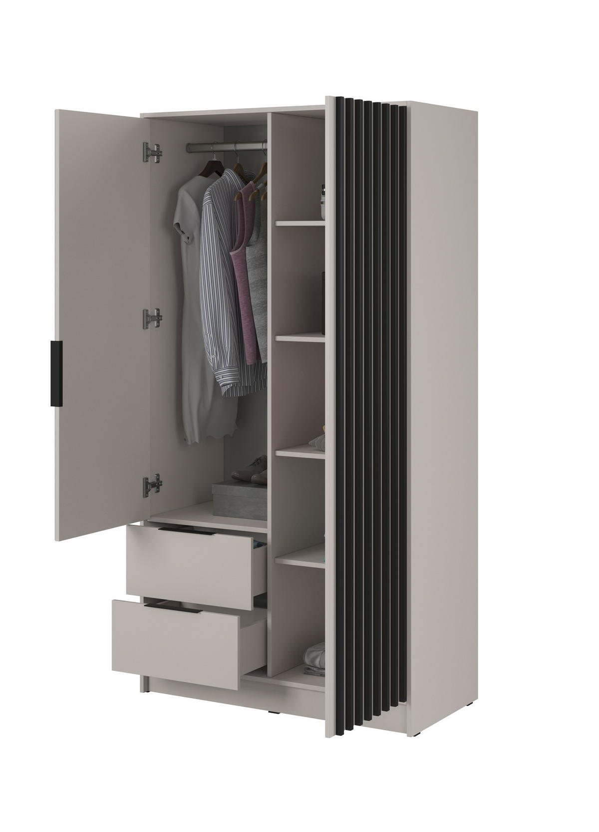 DREHTÜRENSCHRANK - John 2D ohne Spiegiel - Kaschmir - Kaschmir, Holzwerkstoff/Metall (105/200/51cm) - Möblo