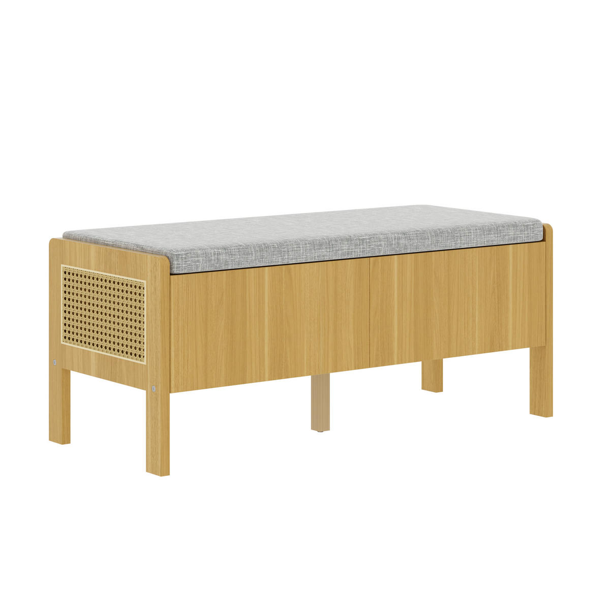 SCHUHBANK Rattan 2 Schubladen Sitzbank Aufbewahrung Natur 113cm - Multicolor, Holzwerkstoff (113/45.5/40cm) - FLIEKS