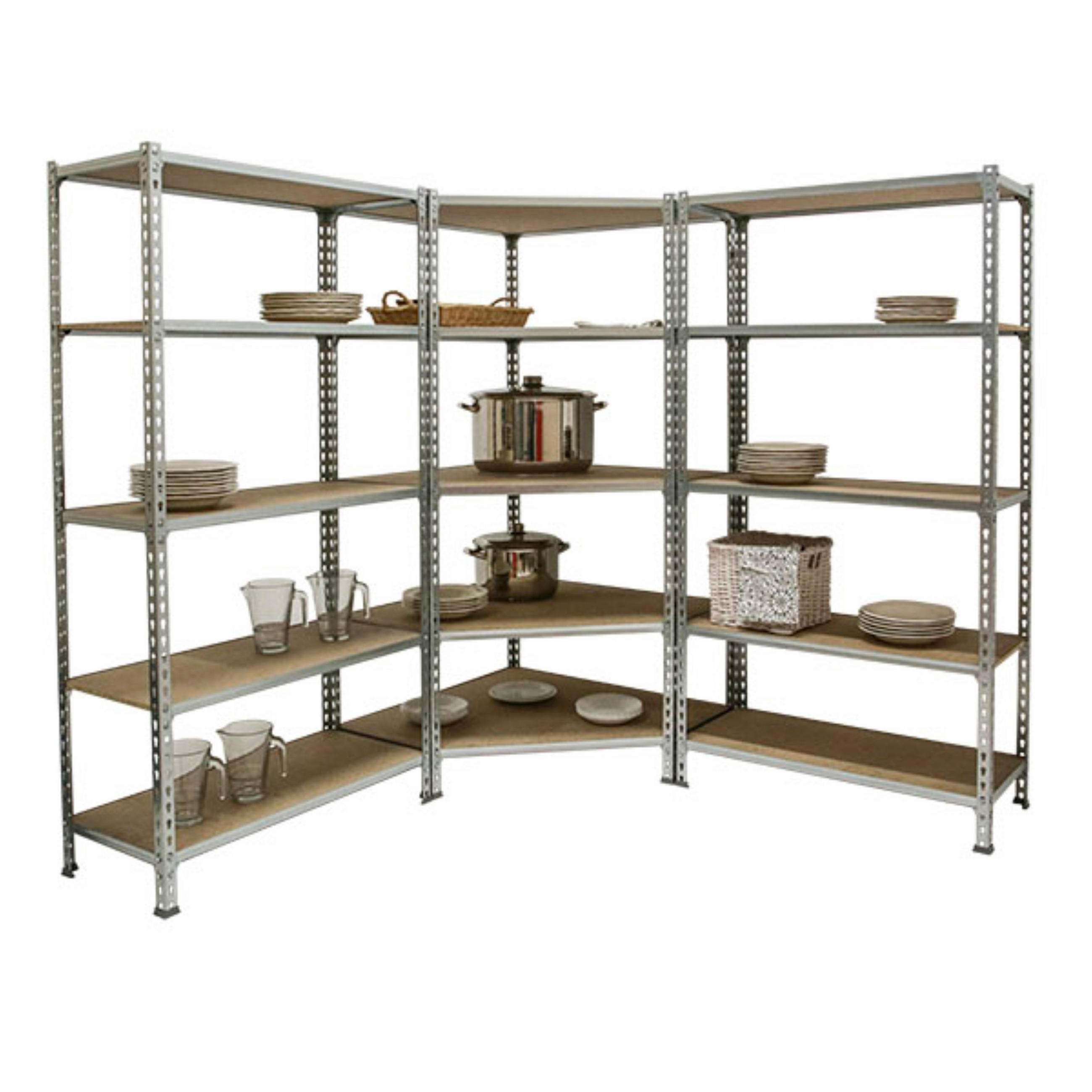 MEGA Deal 1x Eckregal + 2x Schwerlastregal MULI | HxBxT 180x180x30cm | Fachlast 200kg | Verzinkt - Silberfarben, Metall (180/180/30cm) - PROREGAL