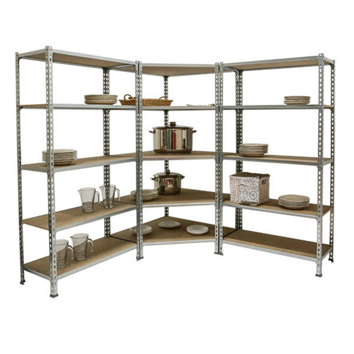 MEGA Deal 1x Eckregal + 2x Schwerlastregal MULI | HxBxT 180x180x30cm | Fachlast 200kg | Verzinkt - Silberfarben, Metall (180/180/30cm) - PROREGAL